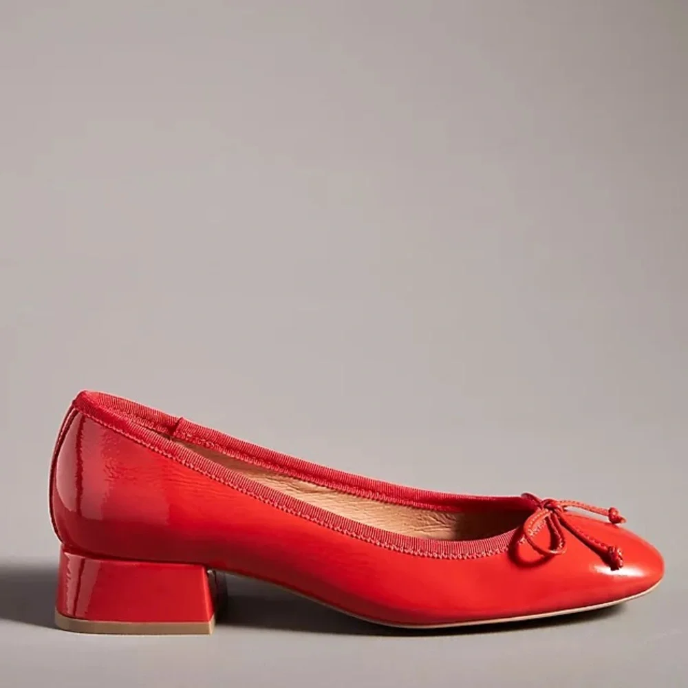 Anthropologie Bibi Lou Heeled Ballet Pumps Red 41 EU 10 US - Picture 2 of 16